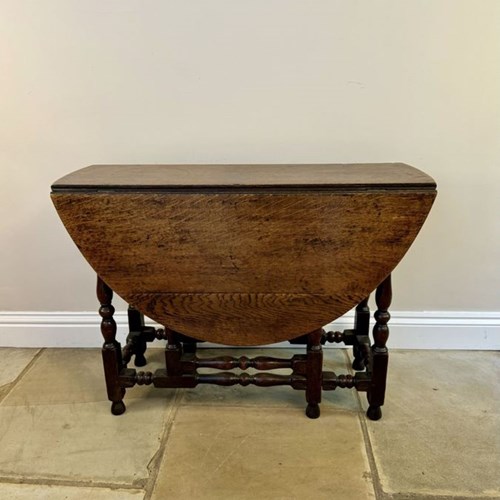 18Th Century Quality Antique Oak Drop Leaf Dining Table