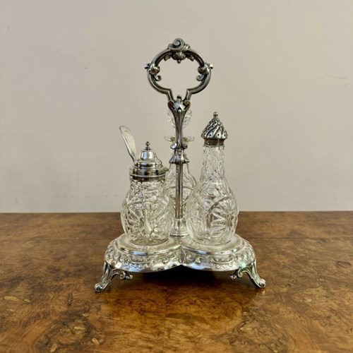 Stunning Quality Antique Edwardian Silver Plated Cruet Set