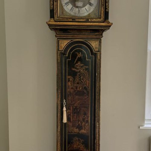 Antique George III Lacquered And Chinoiserie Decorated Longcase Clock