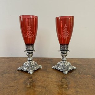 Attractive Pair Of Antique Ruby Gla...