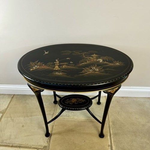 Quality Antique Edwardian Chinoiserie Decorated Lamp Table