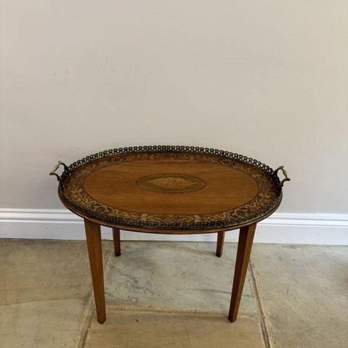 Wonderful Quality Antique Victorian Mahogany Inlaid Tray Table