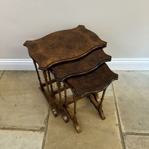 Fantastic Quality Antique Burr Walnut Nest Of Three Tables