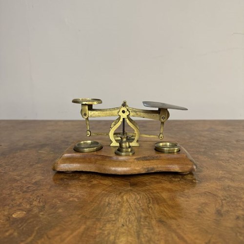 Lovely Set Of Antique Edwardian Postal Scales & Weights