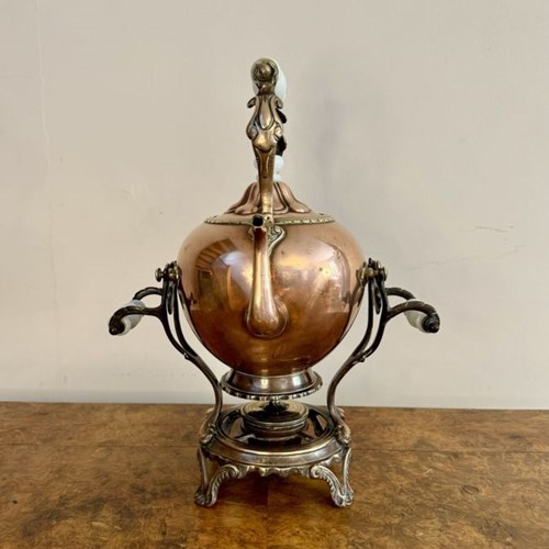 Antique Victorian Quality Dutch Copper Spirit Kettle 