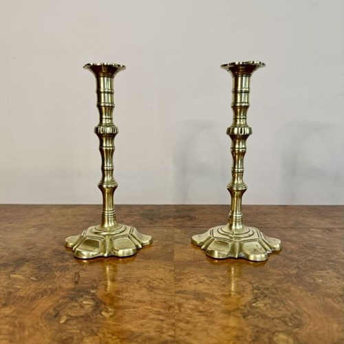 Stunning Quality Pair Of Antique George III Brass Candlesticks