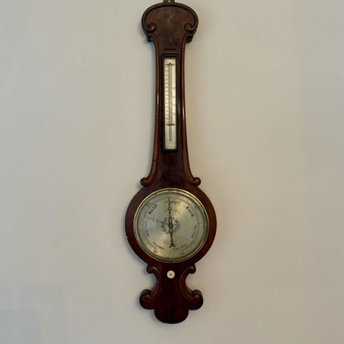 Antique Victorian Quality Mahogany Banjo Barometer