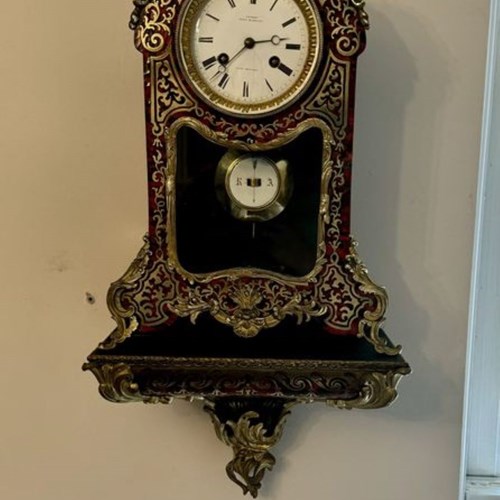 Antique 19Th Century Quality French Boulle Bracket Clock With Original Bracket