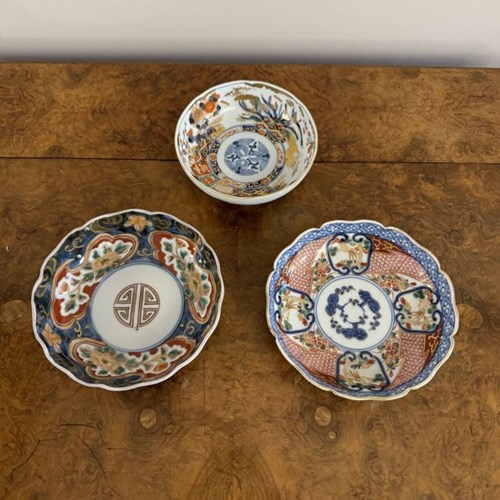 Quality Collection Of Three Unusual Antique Imari Bowls