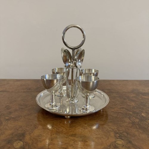 Lovely Antique Edwardian Quality Silver Plated Egg Cruet Set