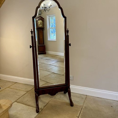 Fine Quality Antique Victorian Carved Walnut Cheval Mirror