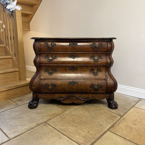 Outstanding Quality 18Th Century Dutch Antique Burr Walnut Bombe Chest Of Drawer