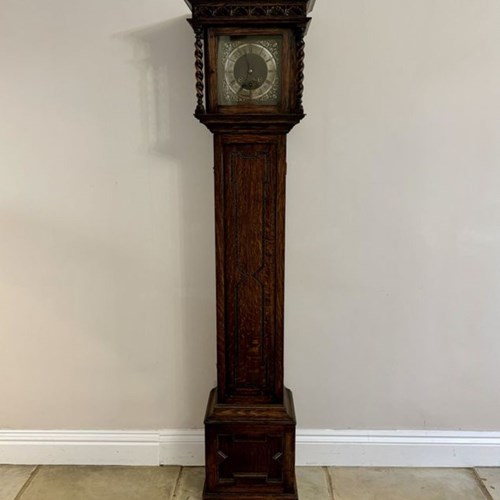 Fine Quality Antique Oak 8 Day Chiming Grandmother Clock