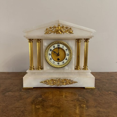 Magnificent Quality Antique Victorian Alabaster Mantel Clock