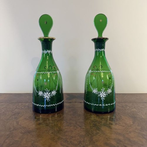 Pretty Pair Of Antique Glass Decanters