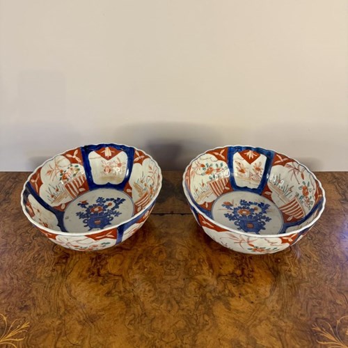 Remarkable Quality Pair Of Antique Japanese Imari Bowls