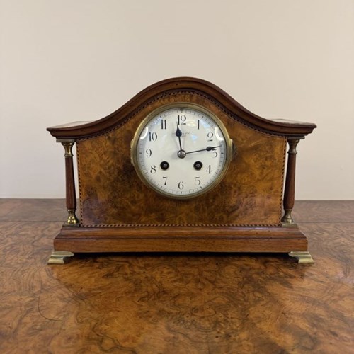 Quality Antique Burr Walnut Mantel Clock By Kendal & Dent London