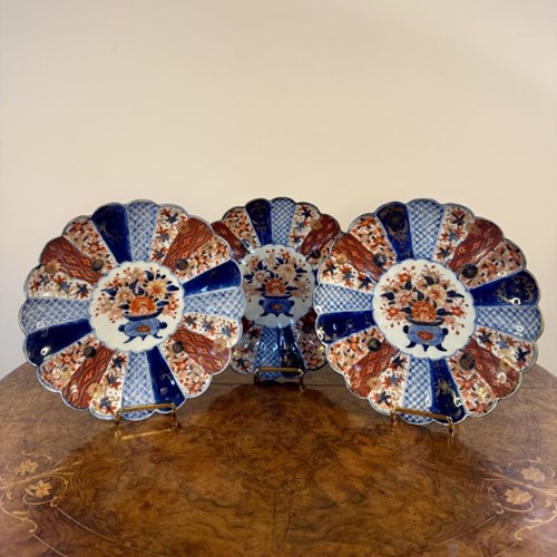 Outstanding Quality Trio Of Antique Japanese Imari Plates 
