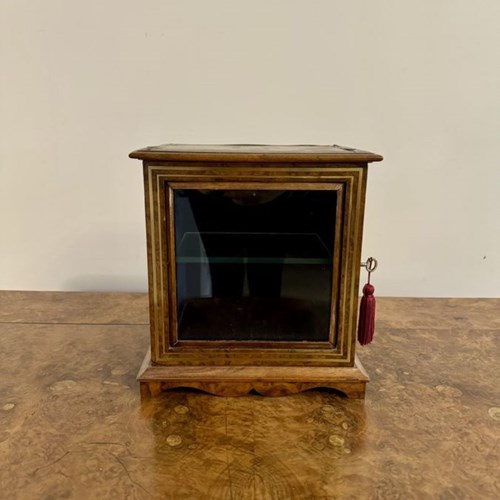 Fine Quality Antique Victorian Burr Walnut And Brass Table Cabinet 