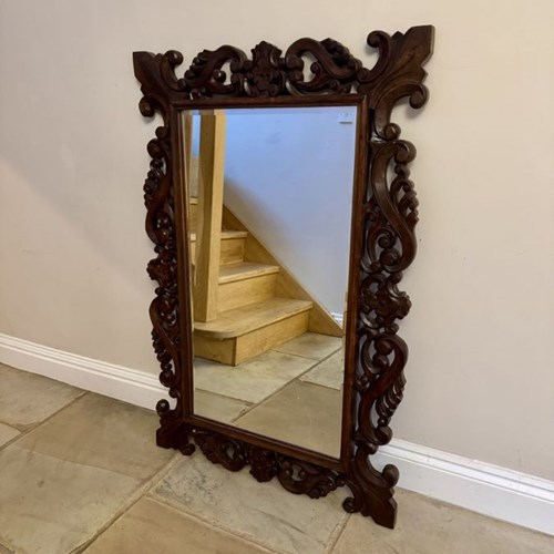 Wonderful Quality Antique Edwardian Carved Oak Wall Mirror 