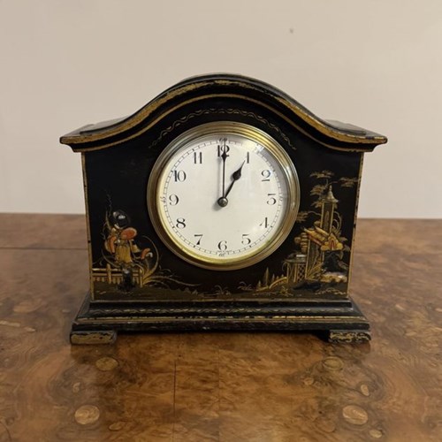 Fine Quality Antique Edwardian Chinoiserie Decorated Mantle Clock 