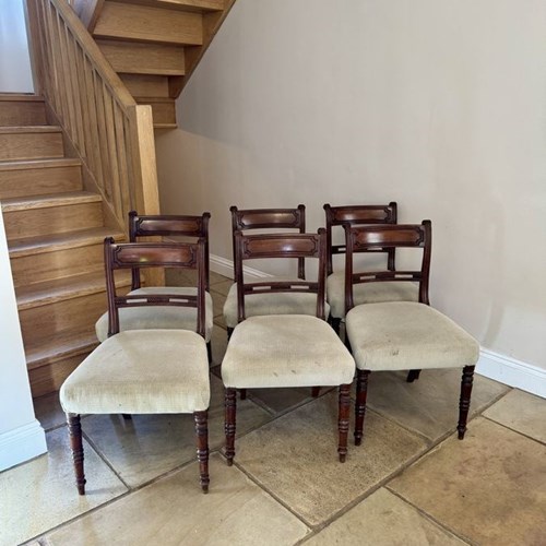 Set Of Six Antique George III Quality Mahogany Dining Chairs 