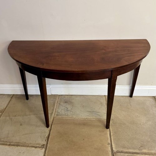 Antique George III Quality Mahogany Demi Lune Shaped Console Table 