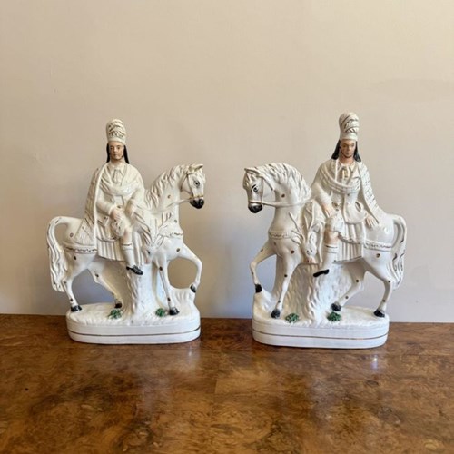 Large Quality Pair Of Antique Victorian Staffordshire Figures 