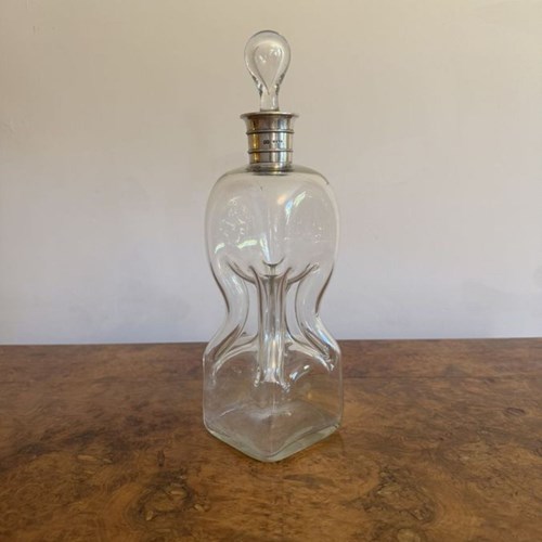 Fine Quality Antique Victorian Hourglass Silver Collar Decanter 