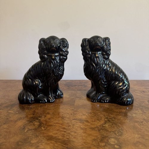 Lovely Quality Pair Of Antique Victorian Staffordshire Dogs 