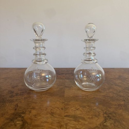 Pretty Pair Of Antique Edwardian Decanters 