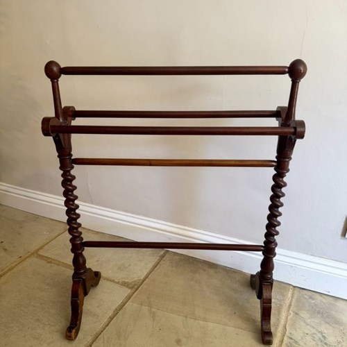 Antique Victorian Quality Mahogany Towel Rail
