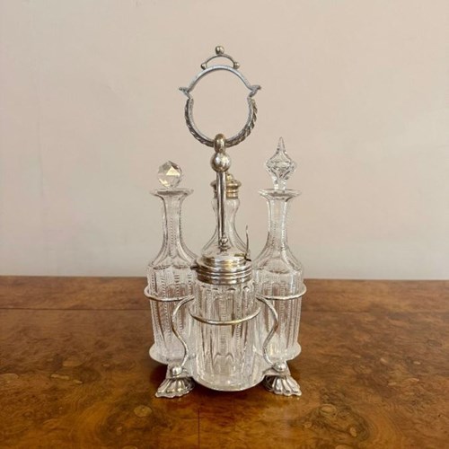 Fine Quality Antique Edwardian Silver Plated Cruet Set