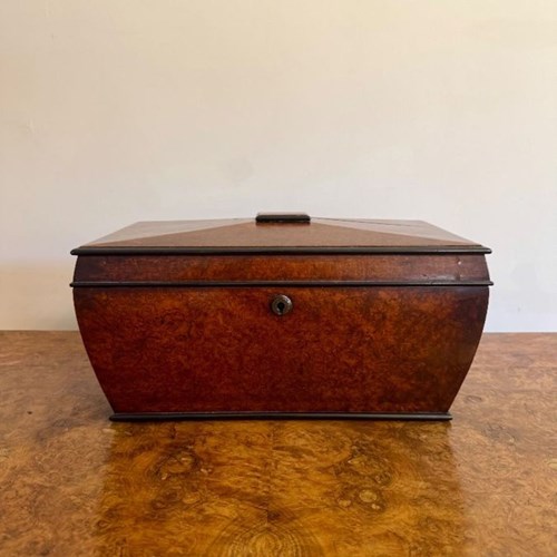 Wonderful Quality Antique Regency Burr Walnut Tea Caddy 