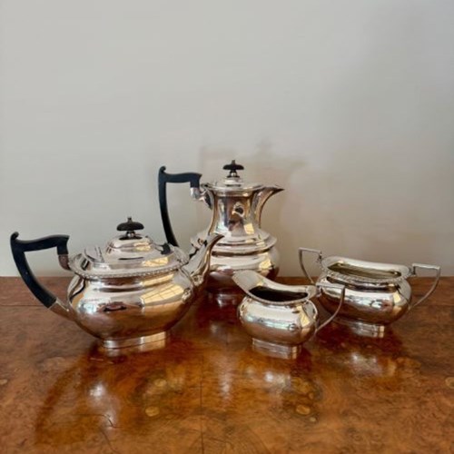 Fine Quality Antique Edwardian Four Piece Tea Set By Walker And Hall 