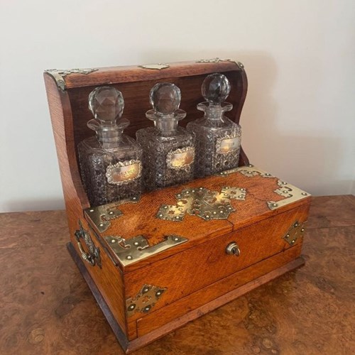 Outstanding Quality Antique Victorian Oak Tantalus And Games Box 