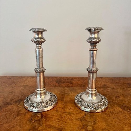 Magnificent Quality Pair Of Antique Georgian Telescopic Candlesticks 