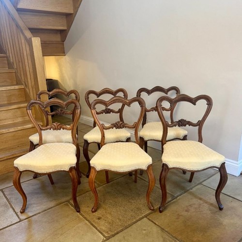 Fine Quality Set Of Six Antique Victorian Rosewood Dining Chairs 