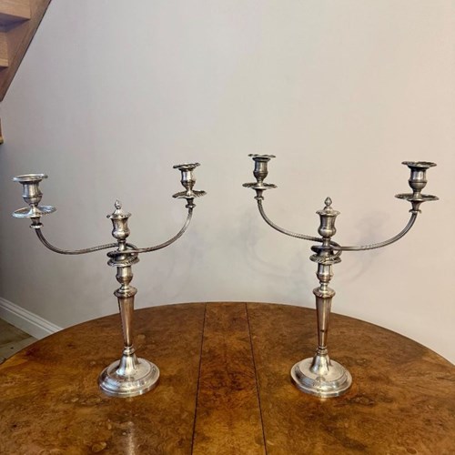 Outstanding Quality Pair Of Antique Victorian Silver Plated Candelabras 