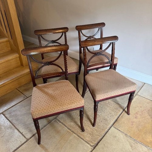 Fine Quality Set Of Four Antique Regency Mahogany Dining Chairs 