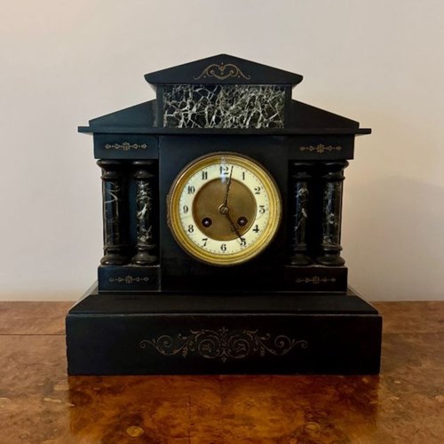 Quality Antique Victorian Eight Day Marble Mantle Clock 