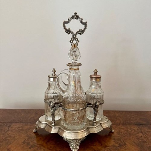 Fine Quality Antique Victorian Ornate Silver Plated Cruet Set