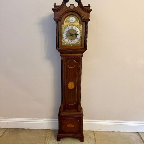 Fantastic Quality Antique Edwardian Mahogany Inlaid Chiming Grandmother Clock 