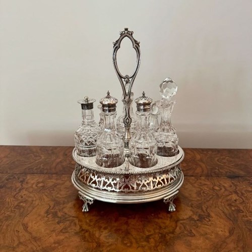 Wonderful Quality Antique Victorian Silver Sterling Seven Bottle Cruet Set 