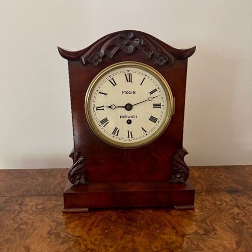 Quality Antique Victorian Mahogany Bracket Clock By Piggin Norwich