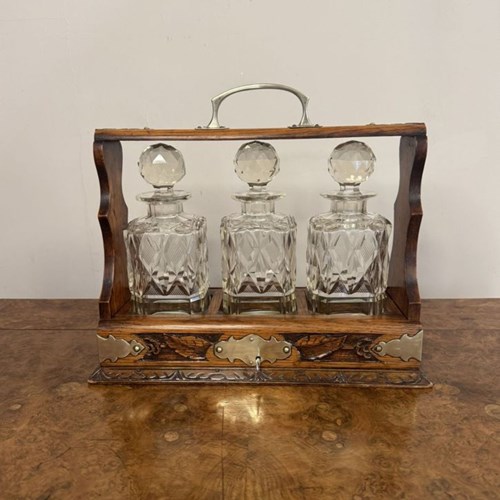 Stunning Quality Antique Victorian Carved Oak Tantalus