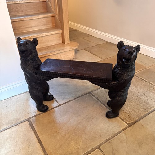 Unusual Quality 19Th Century Black Forest Bear Musical Seat 