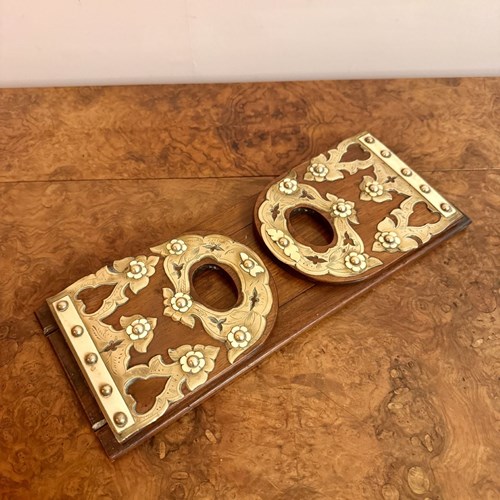 Quality Antique Victorian Walnut & Brass Mounted Sliding Bookends