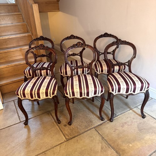 Stunning Quality Set Of Six Antique Victorian Walnut Dining Chairs 