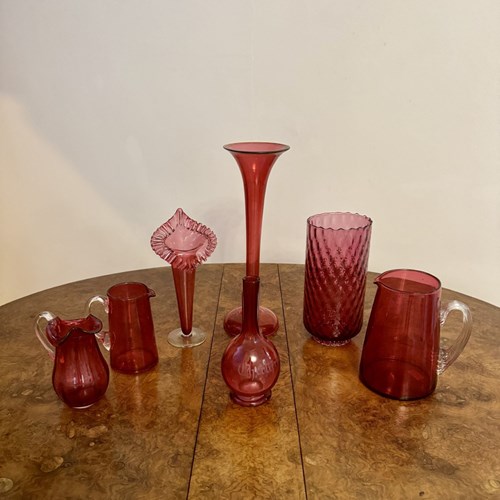 Quality Collection Of Antique Cranberry Glass 